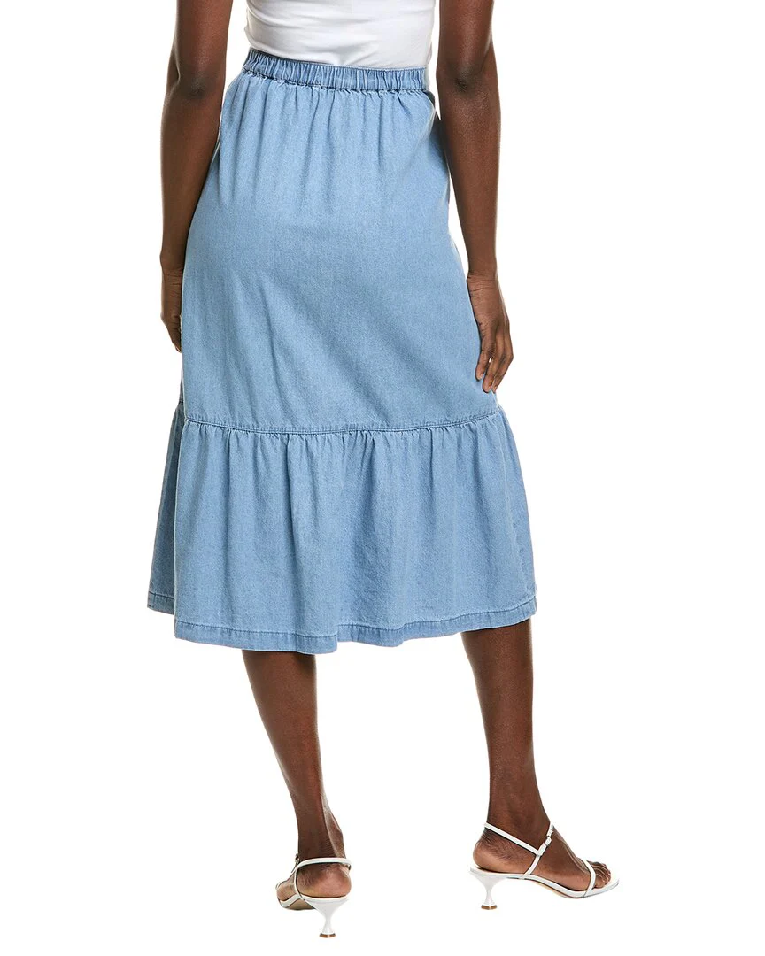 Jones New York Tiered Button-Up Chambray Maxi Skirt