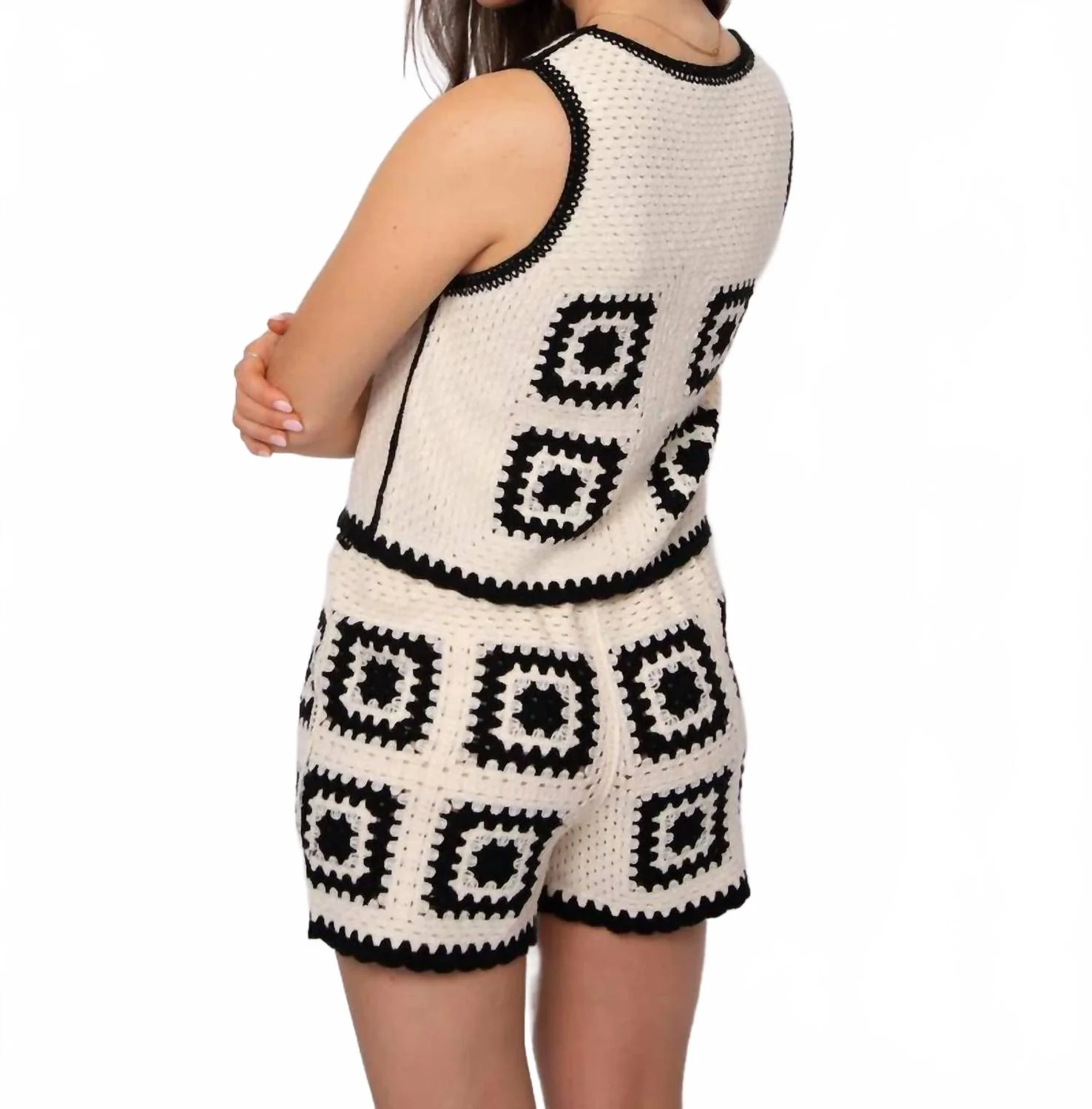 Alby Crochet Set In Natural/black