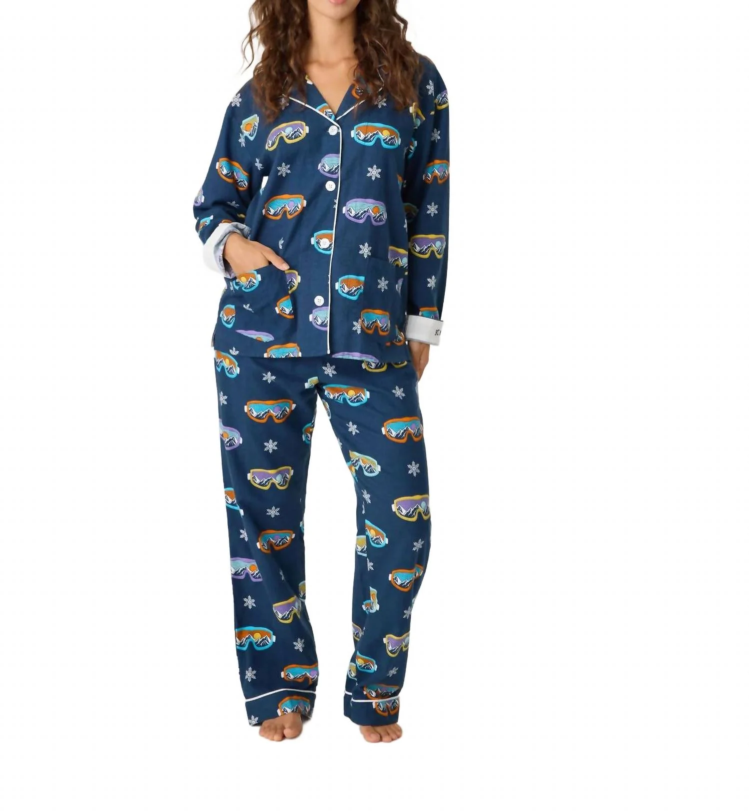 Ski You Later Flannel Pj Set In Navy
