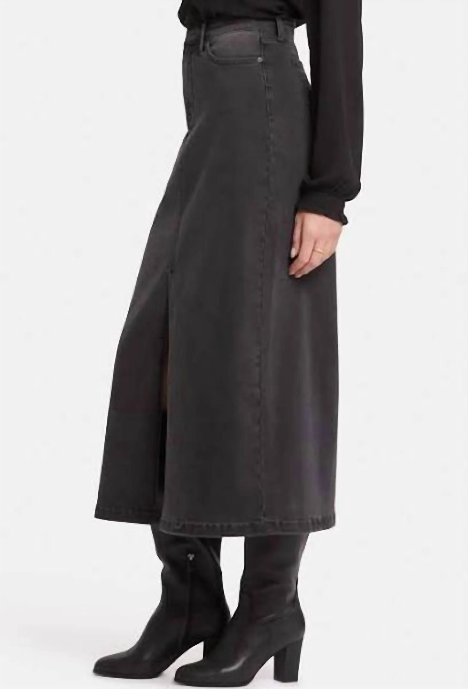 Long Skirt With Slit In Cloud Stone