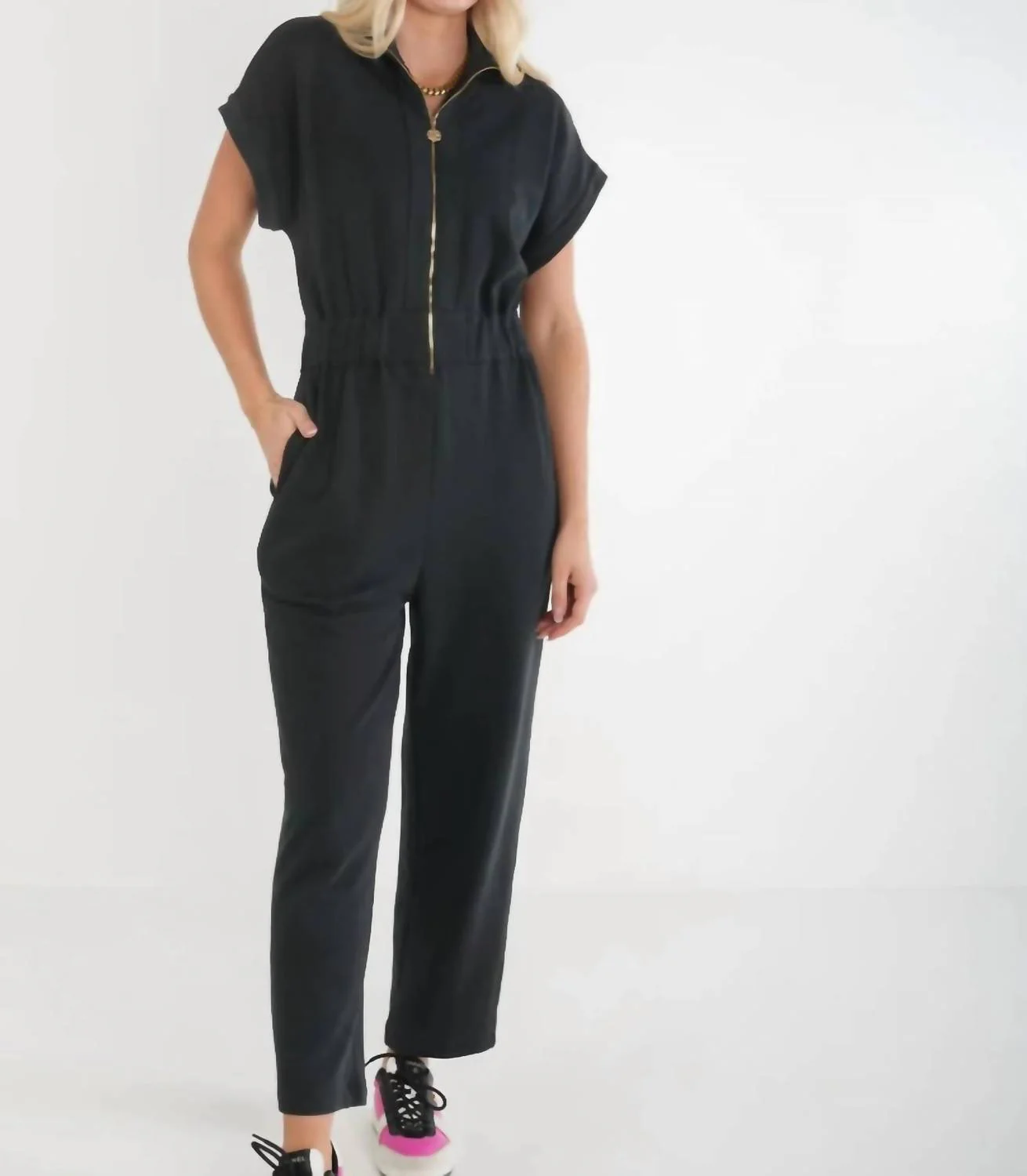 Poppy Jumpsuit In Black French Terry