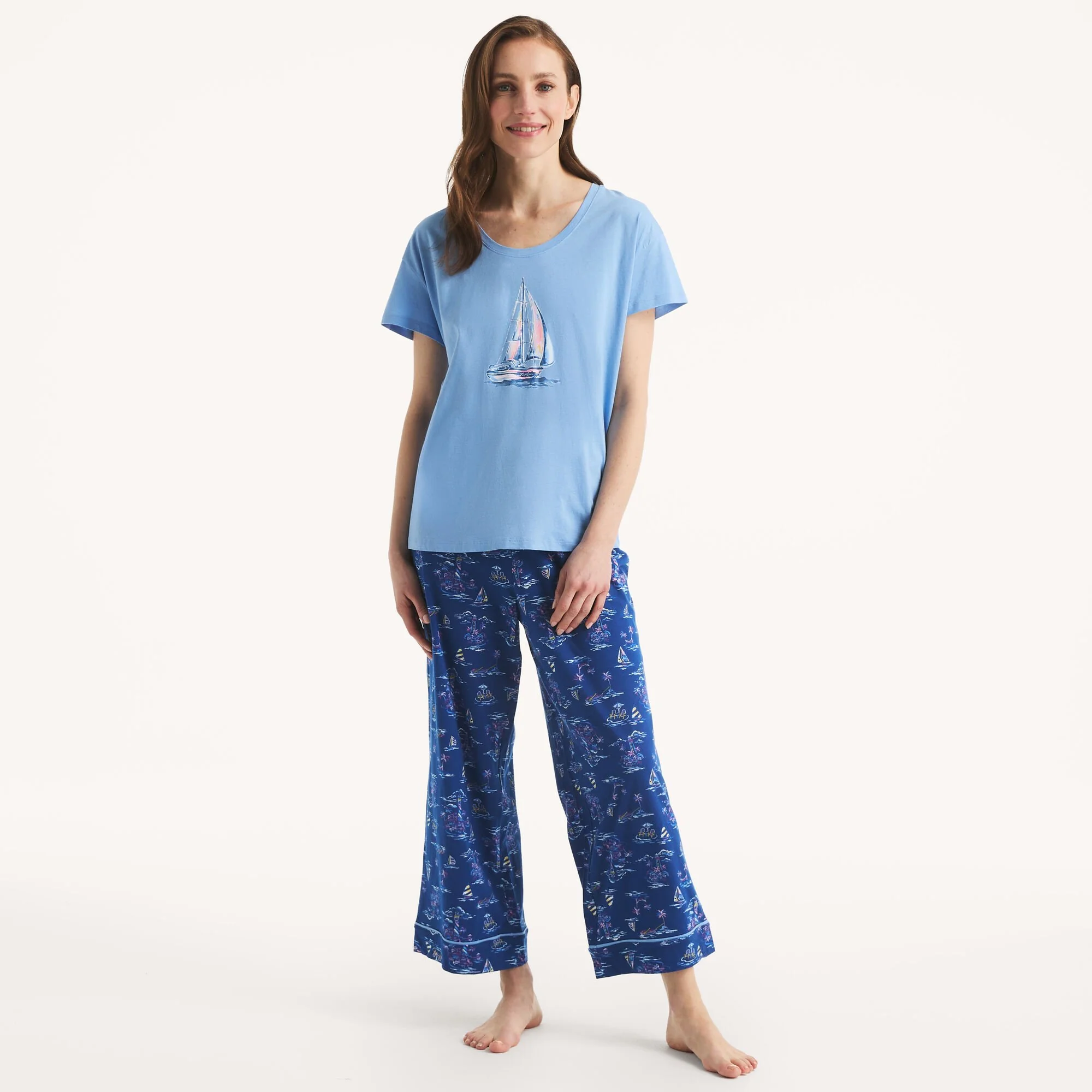 Nautica Womens Printed Pajama Pant Set