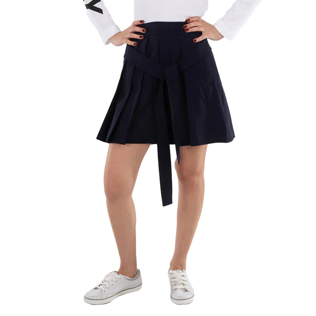 Kenzo A-Line Virgin Wool Pleated Mini Skirt