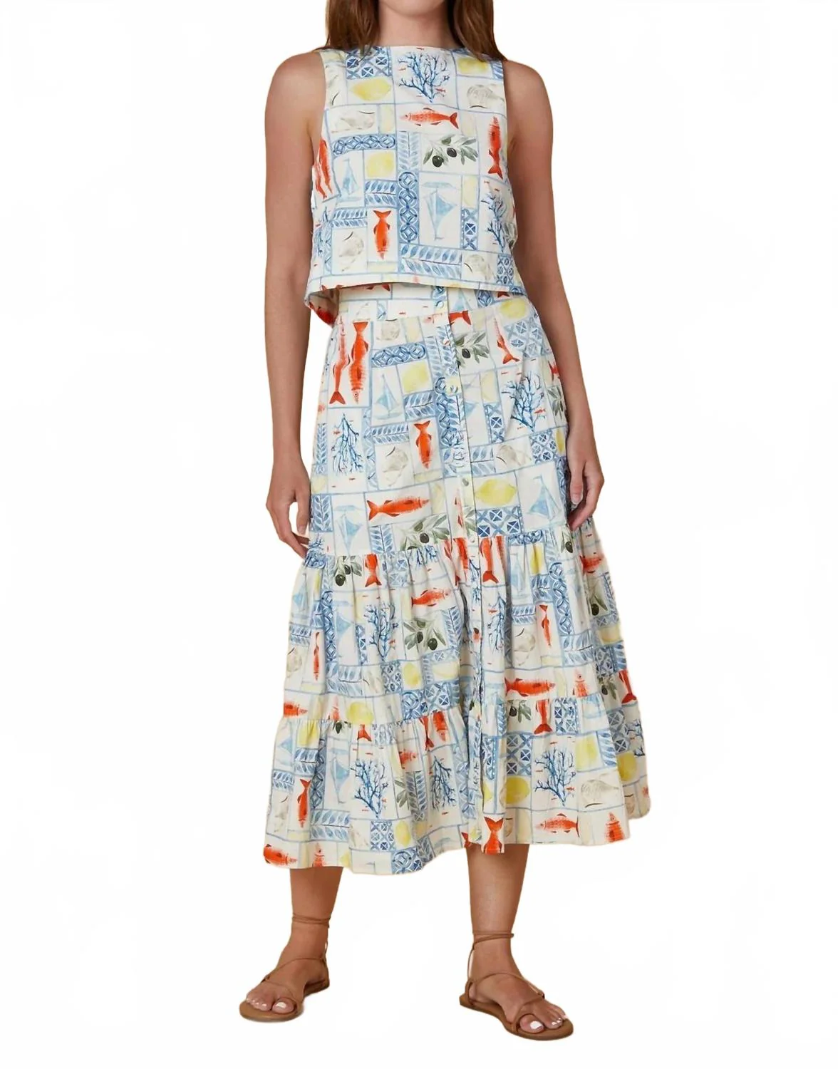 Eloise Midi Skirt In Il Lido