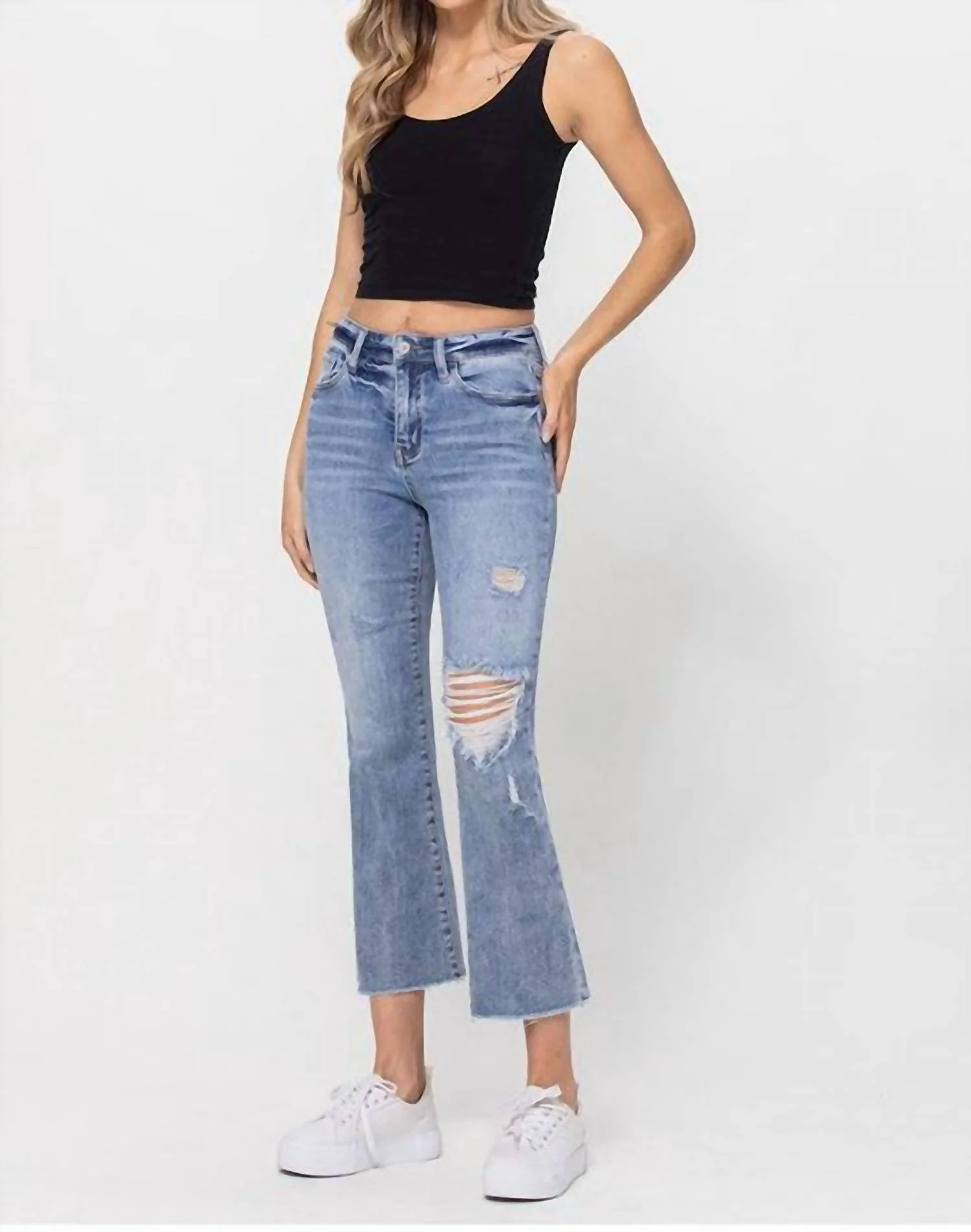 Cover Me In Sunshine High Rise Ankle Flare Pant In Blue