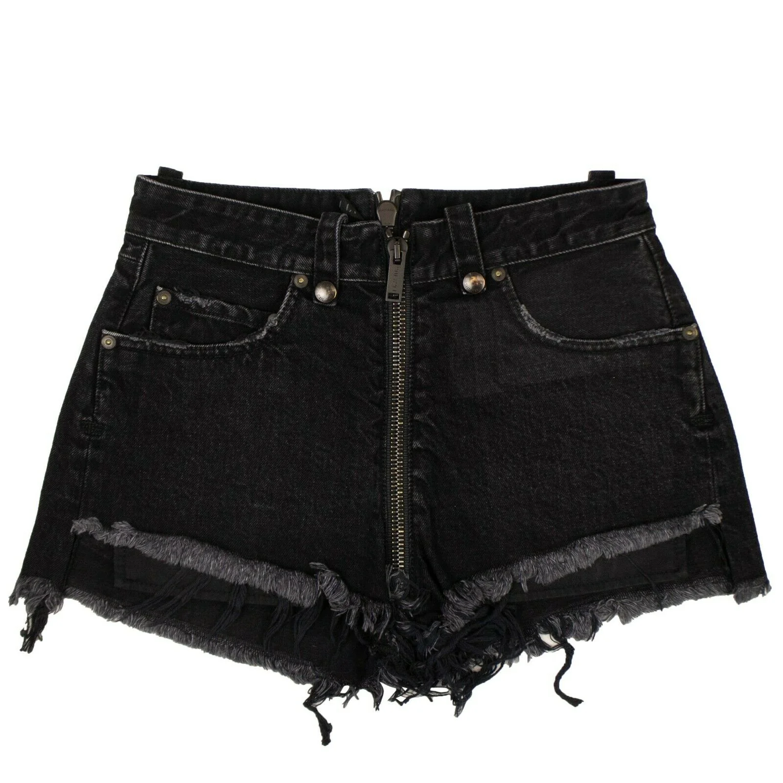 Unravel Project Denim Distressed Hem Short Pants - Black