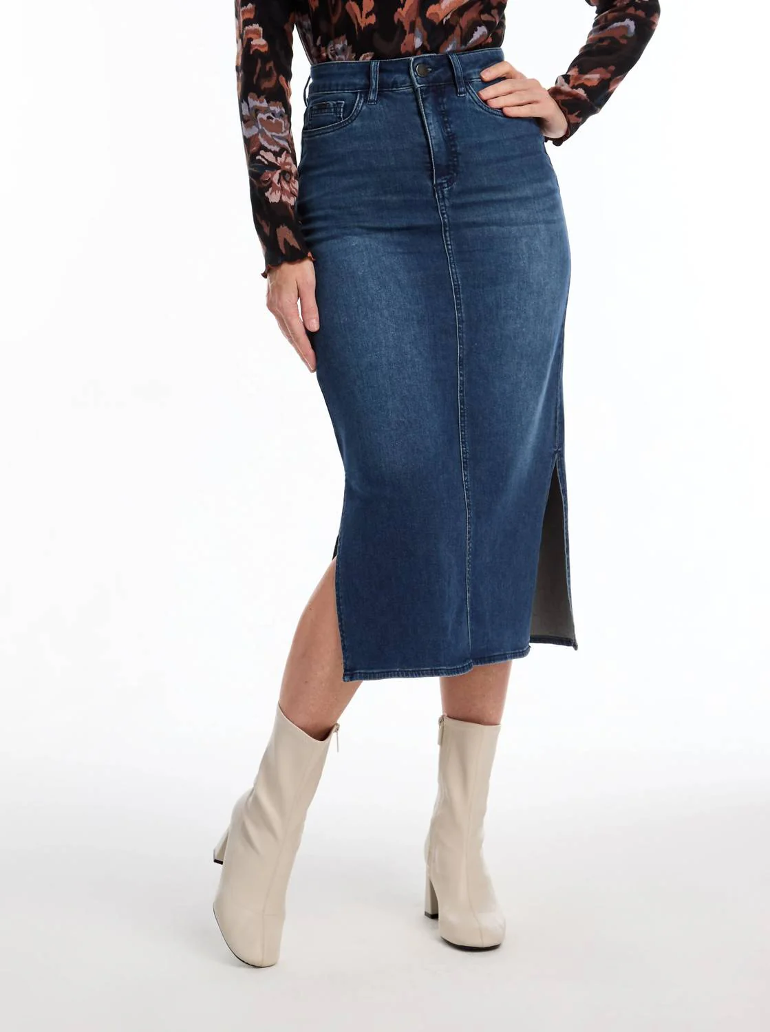 Column Midi Skirt In Blue