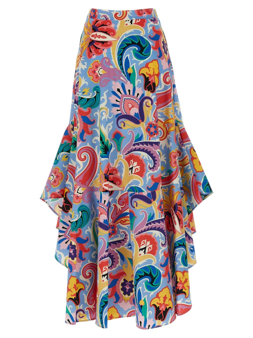 Vibrant Paisley Print Cotton Skirt