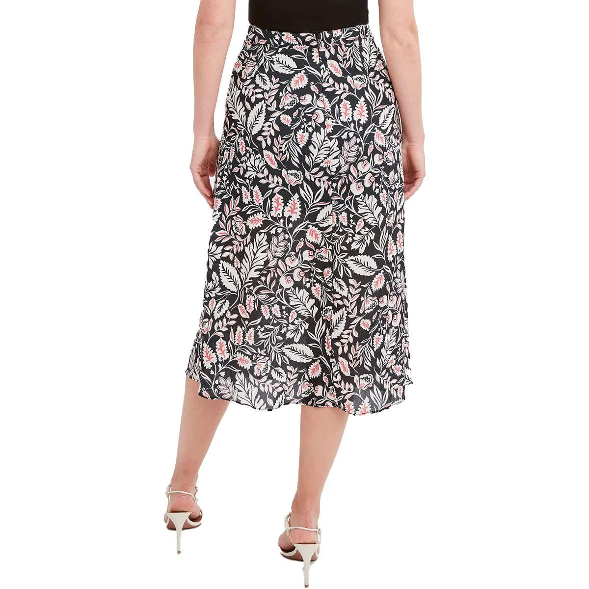 Womens Midi Floral Print A-Line Skirt