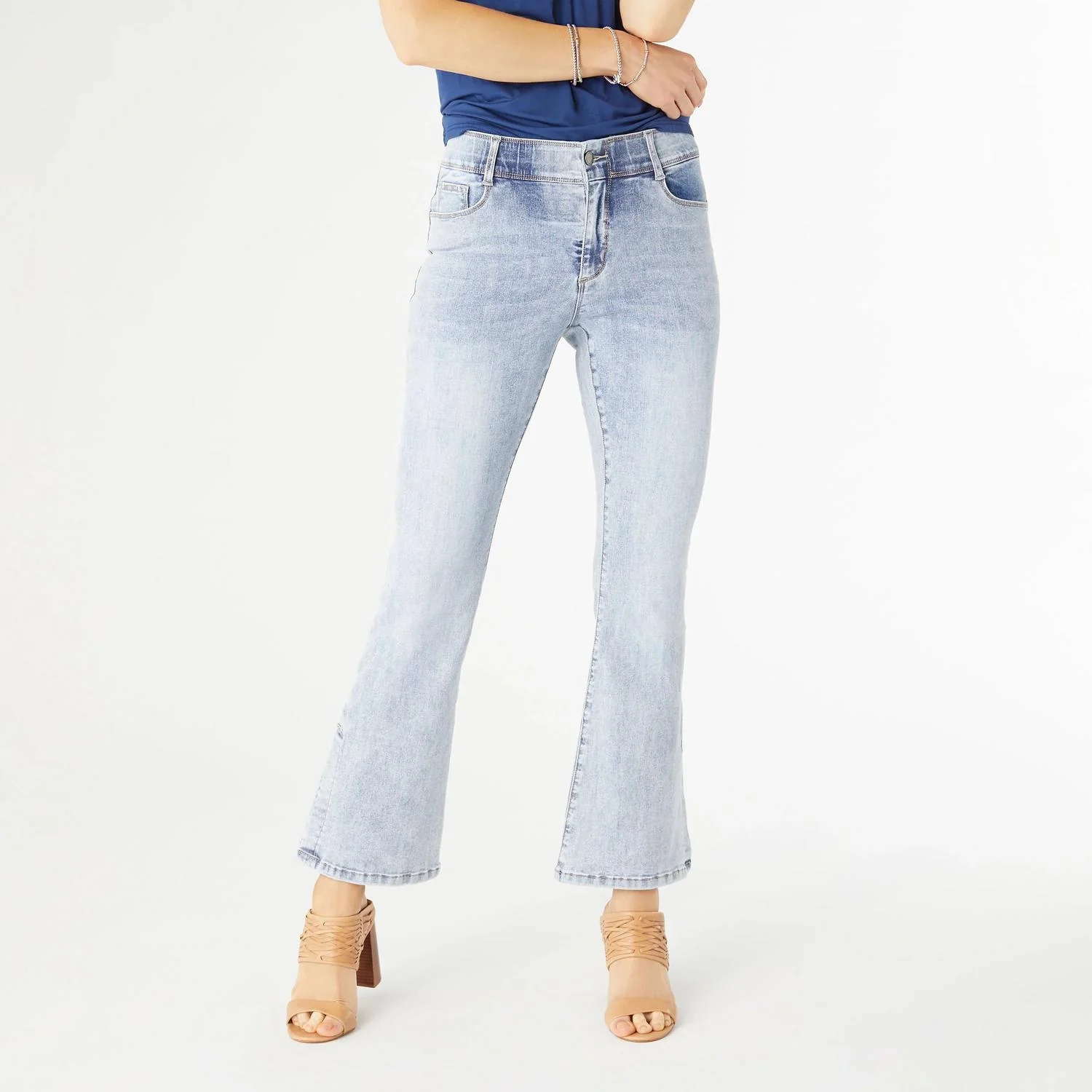 Omg Zoey Zip Flare Jeans With Side Slit In Light Wash