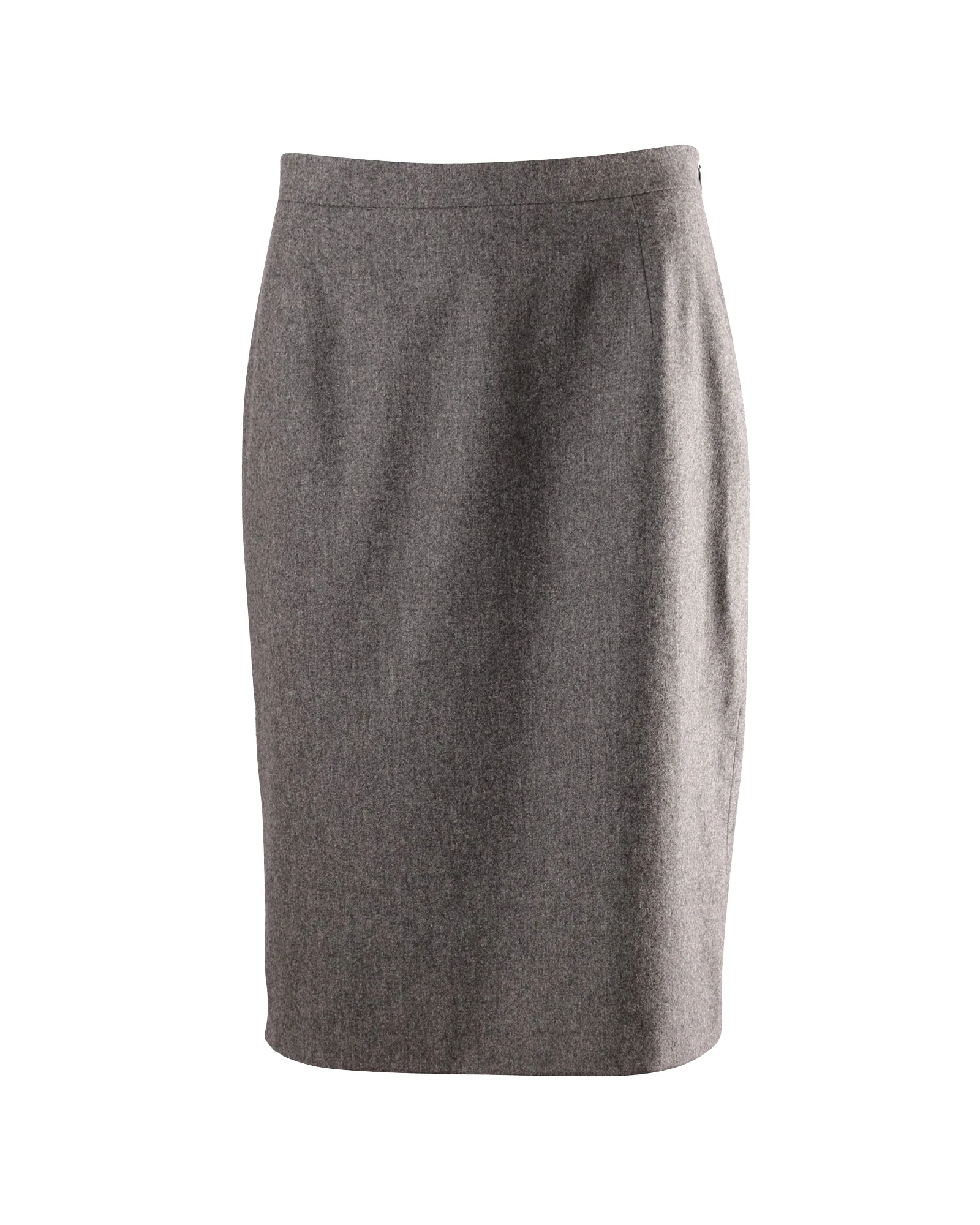 Max Mara Midi Pencil Skirt in Light Grey Laine Wool