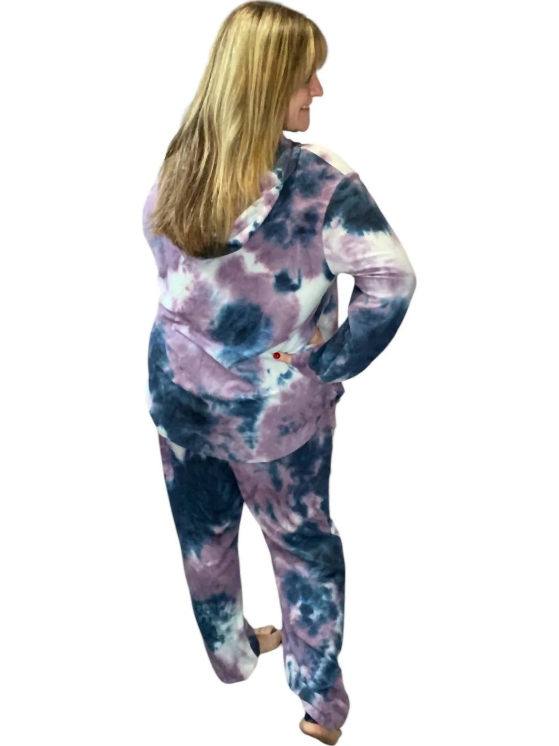 Tie Dye Lounge Set In Purple/navy