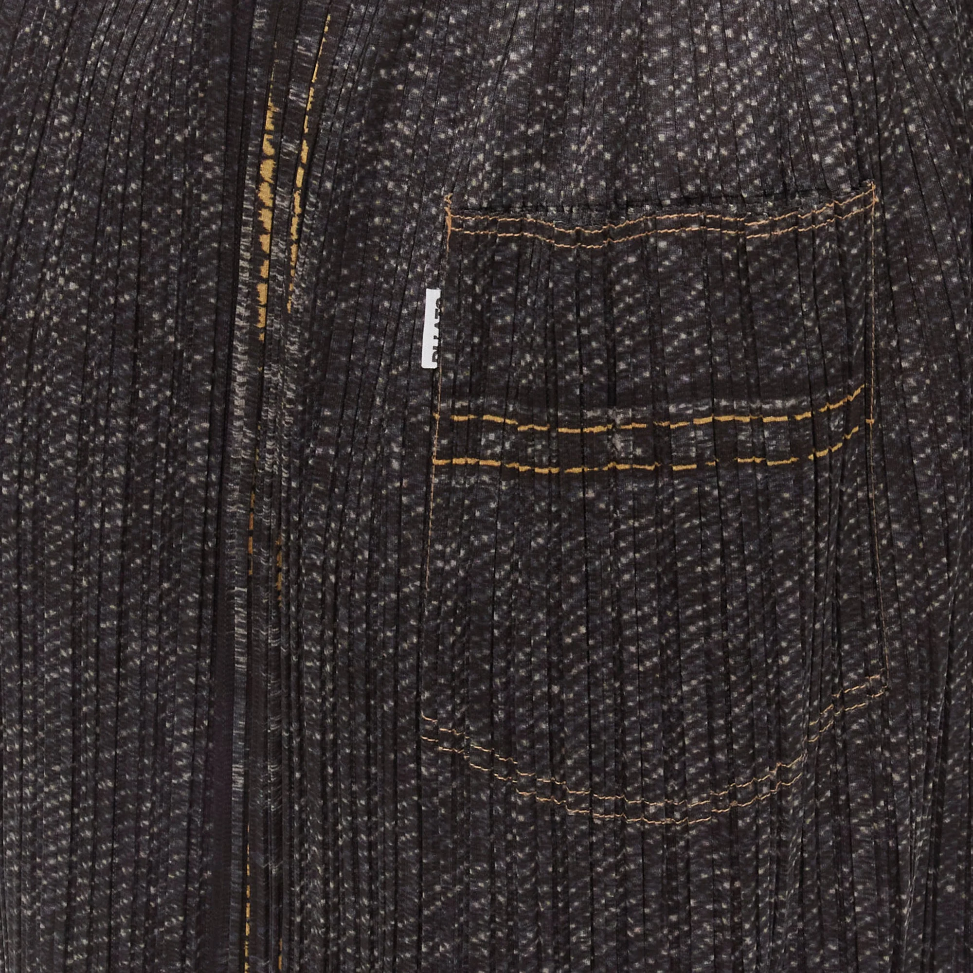 Issey Miyake Pleats Please overstitched denim tromp loeil skirt