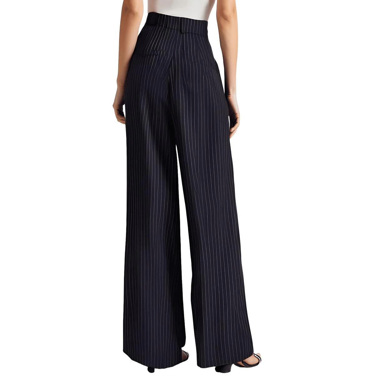 Petites Womens Pinstripe Polyester Dress Pants