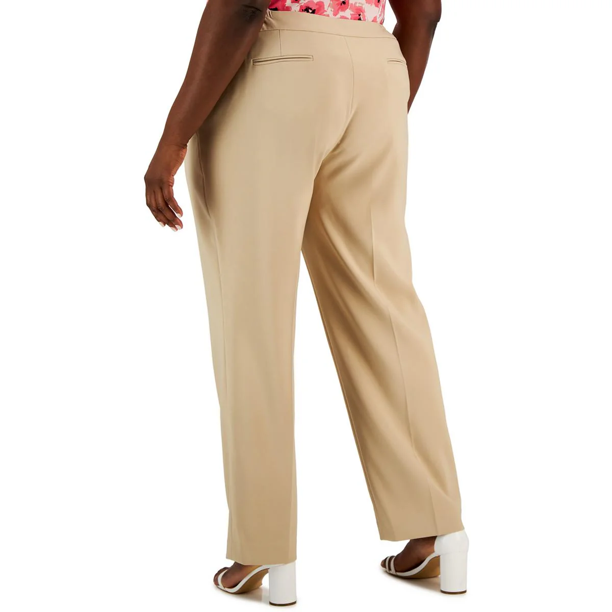 Plus Womens High Rise Khaki Straight Leg Pants