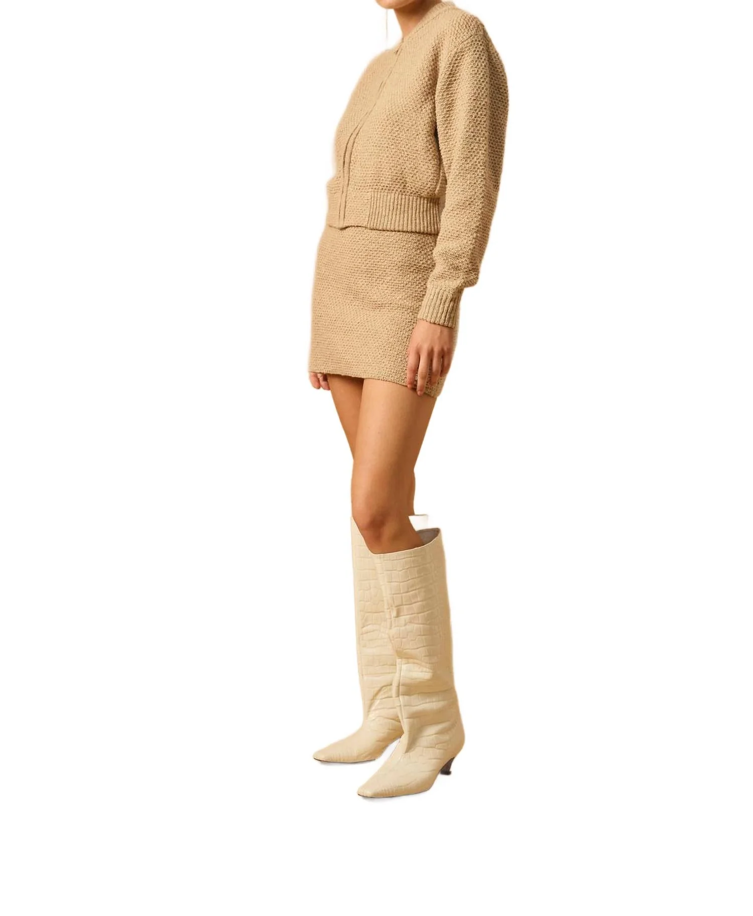 Pier Knit Skirt In Taupe