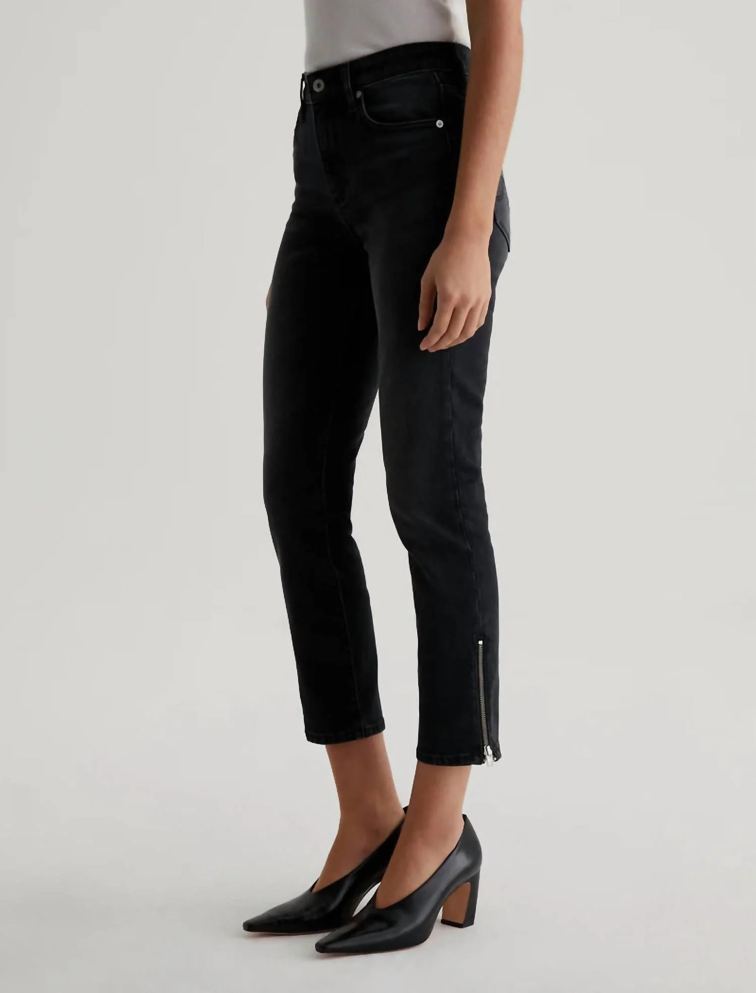 Mari Crop Moto Slim Straight Cut Jeans In Elixer