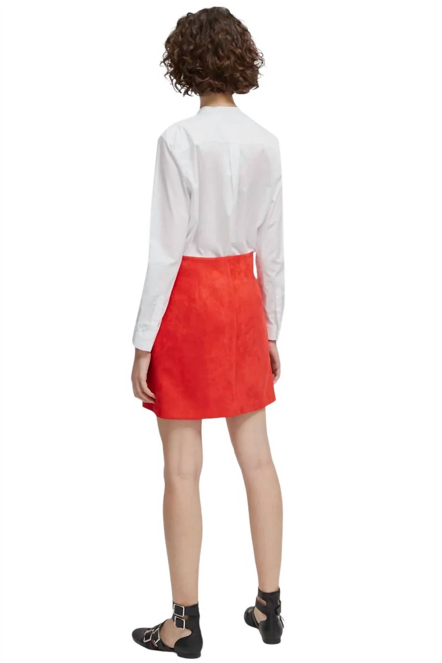 Glass Stretch Mini Skirt With Zippers In Red