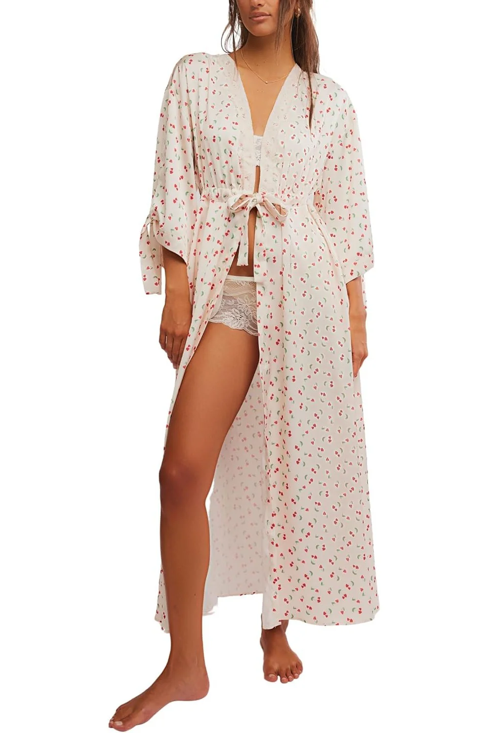 Free People Women's First Blush Robe Ivory Combo