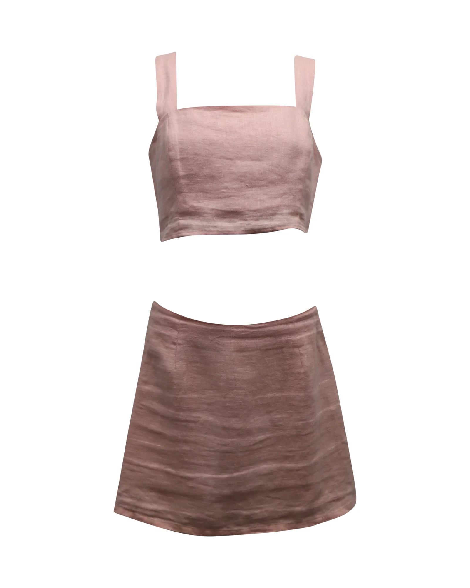 Reformation Braelynn Two Piece Set in Pastel Pink Linen