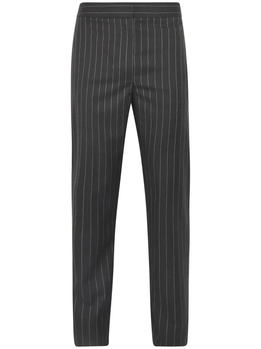 Black Straight-Leg Tailored Trousers