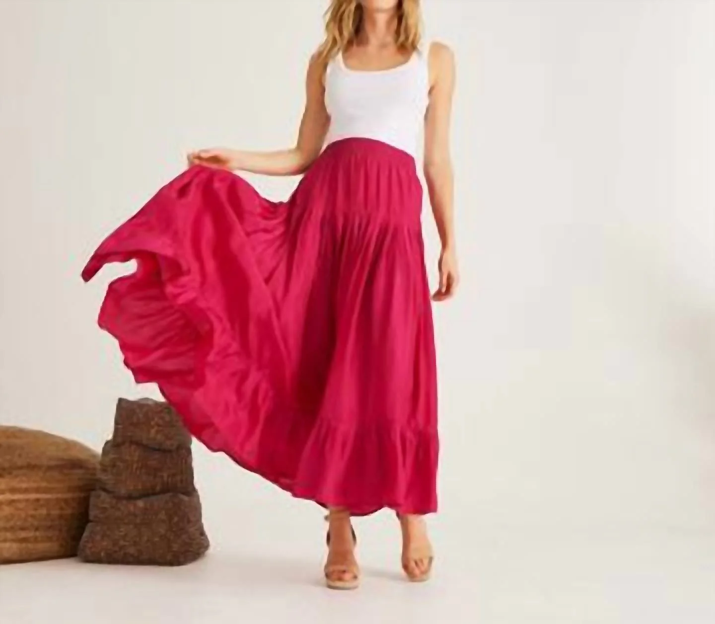Lourdes Parachute Skirt In Magenta