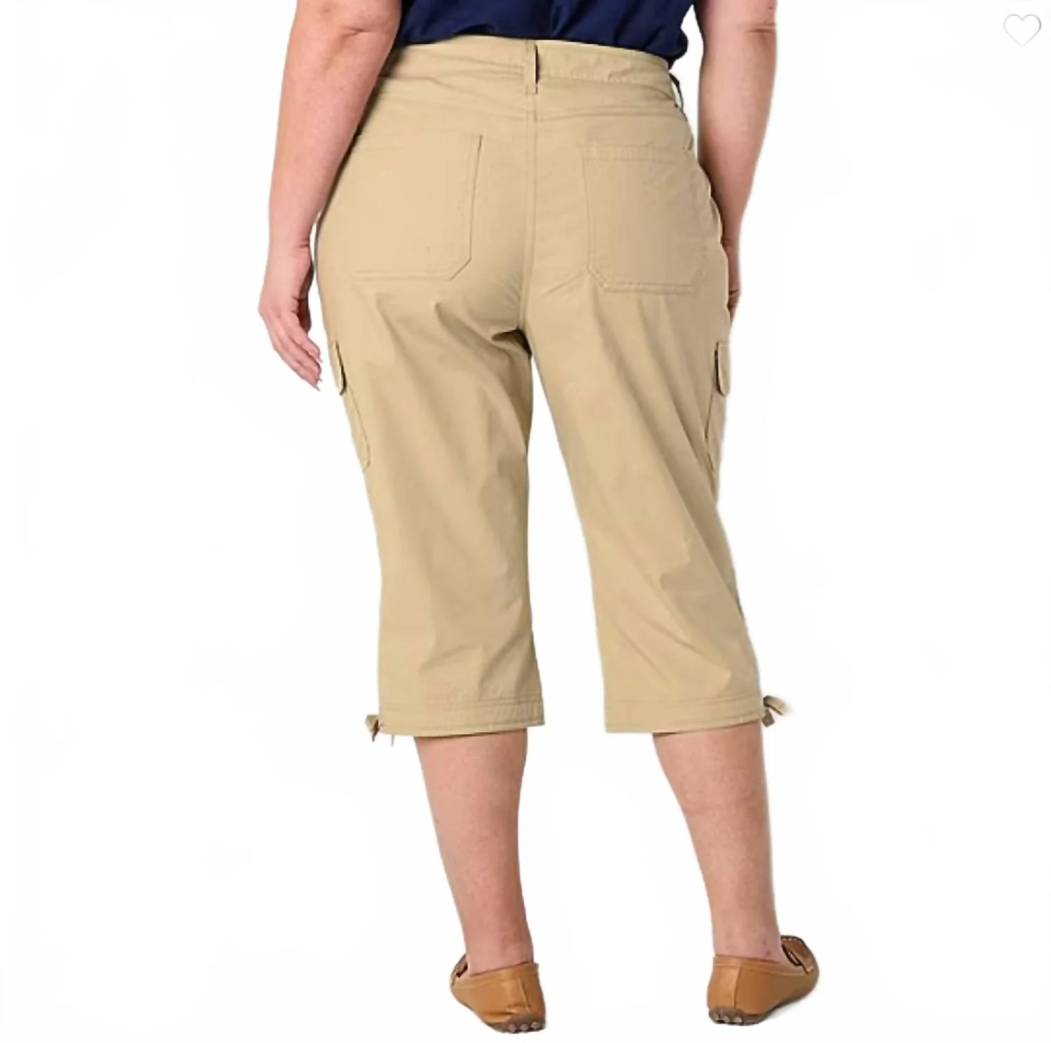 Mid Rise Capri Pants - Plus In Beige