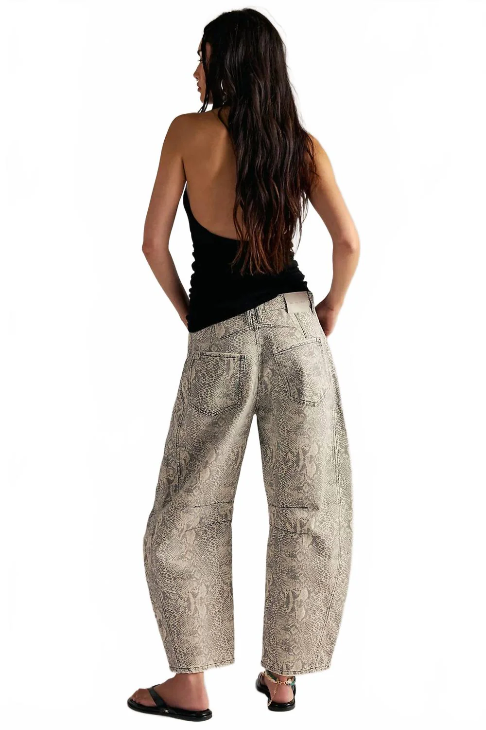 Good Luck Printed Barrel Jeans In Snake Combo