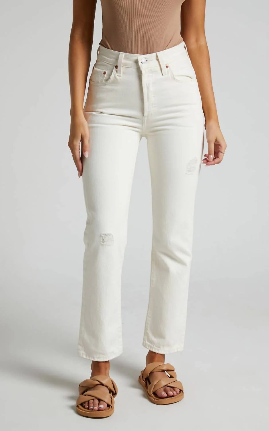 501 Crop Booper Jean In White