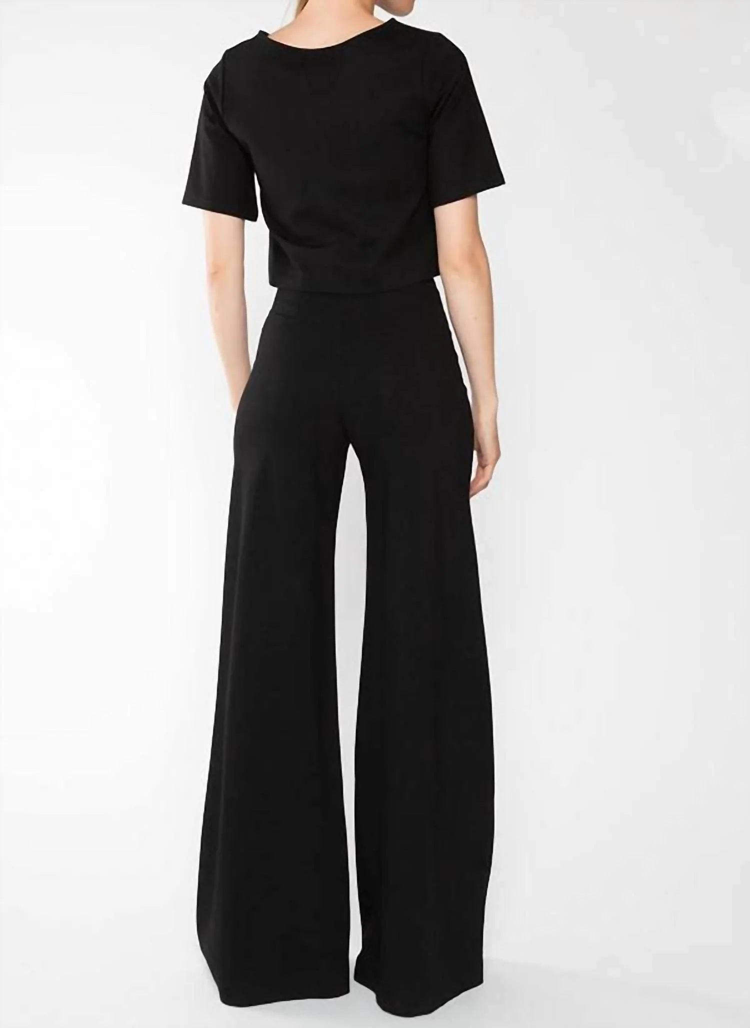 Ponte Knit Wide Leg Pants In Black