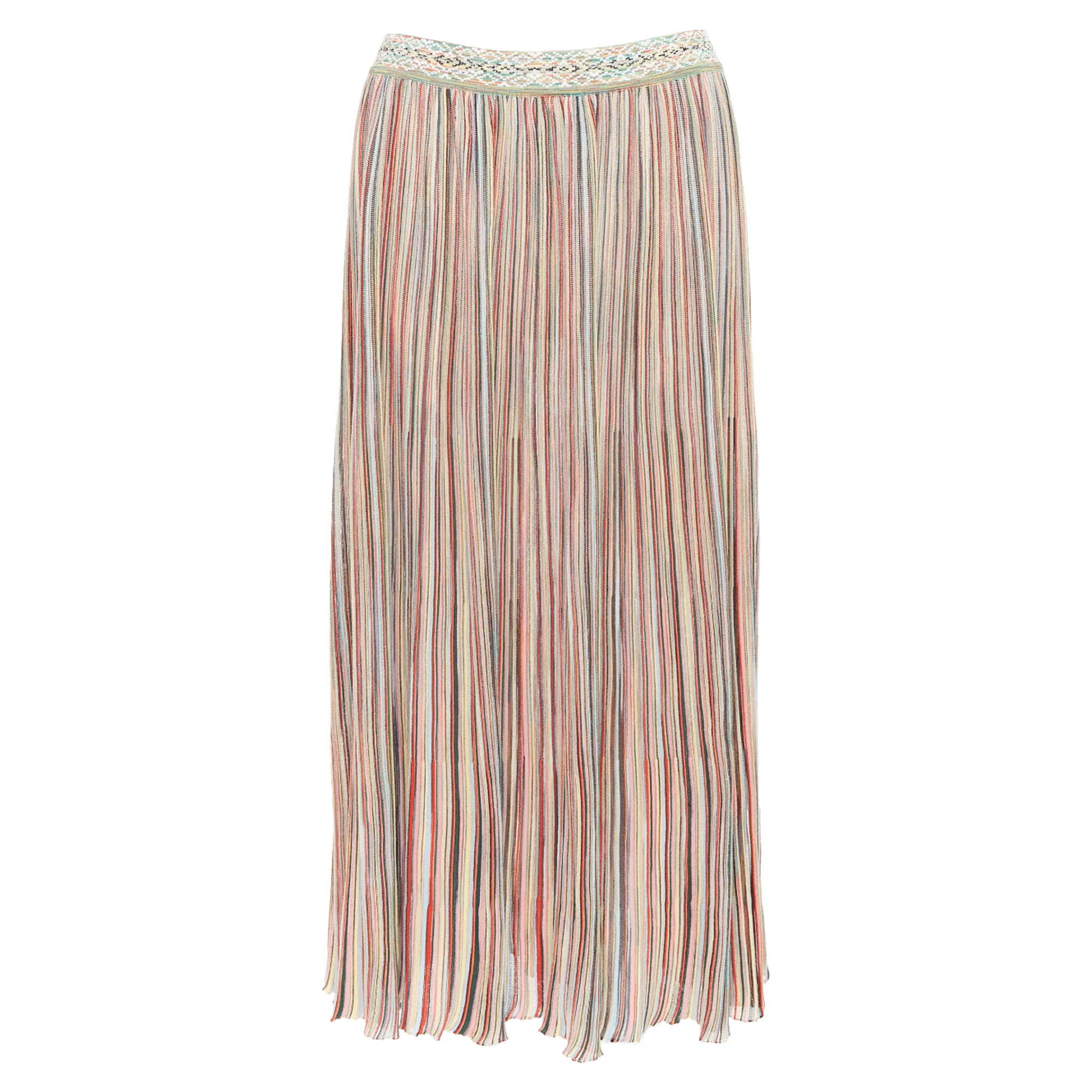 Missoni multicolor cotton blend signature striped knit midi skirt