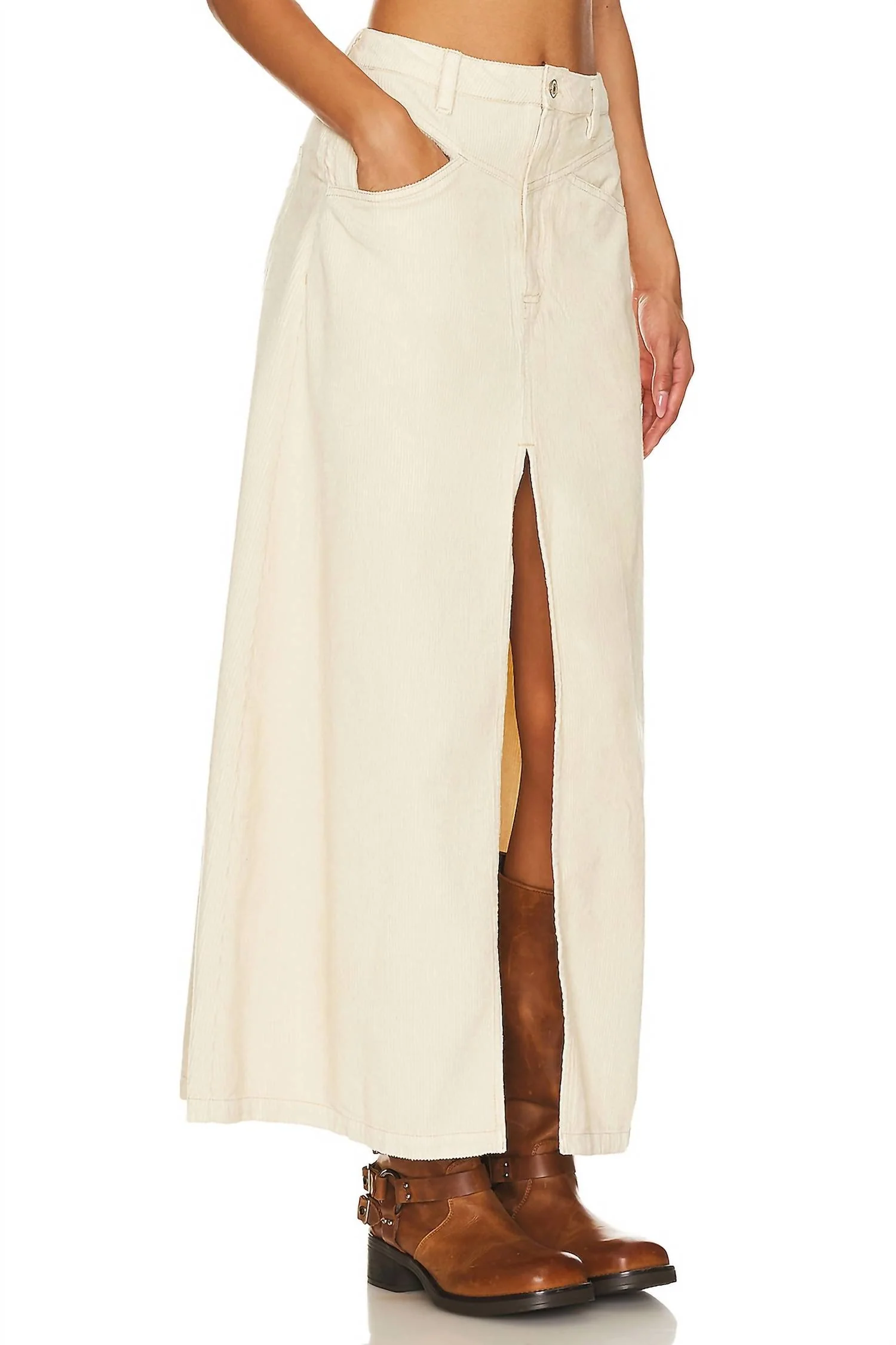 Come As You Are Cord Maxi Skirt In Beechwood