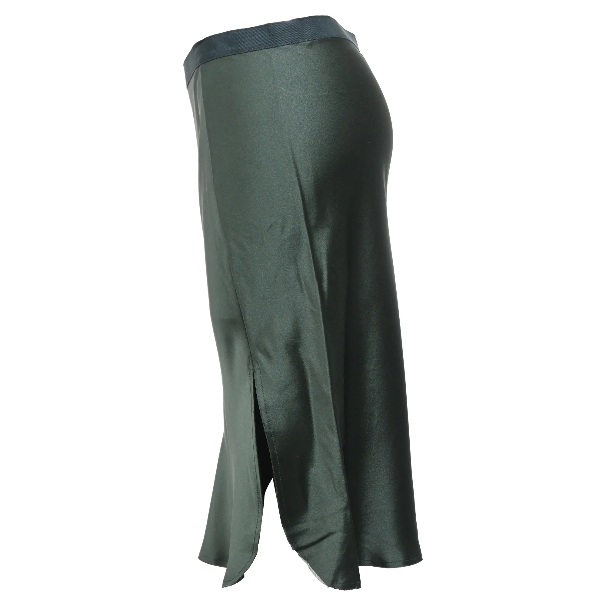 Nili Lotan Lillie Knee Length Skirt in Green Silk