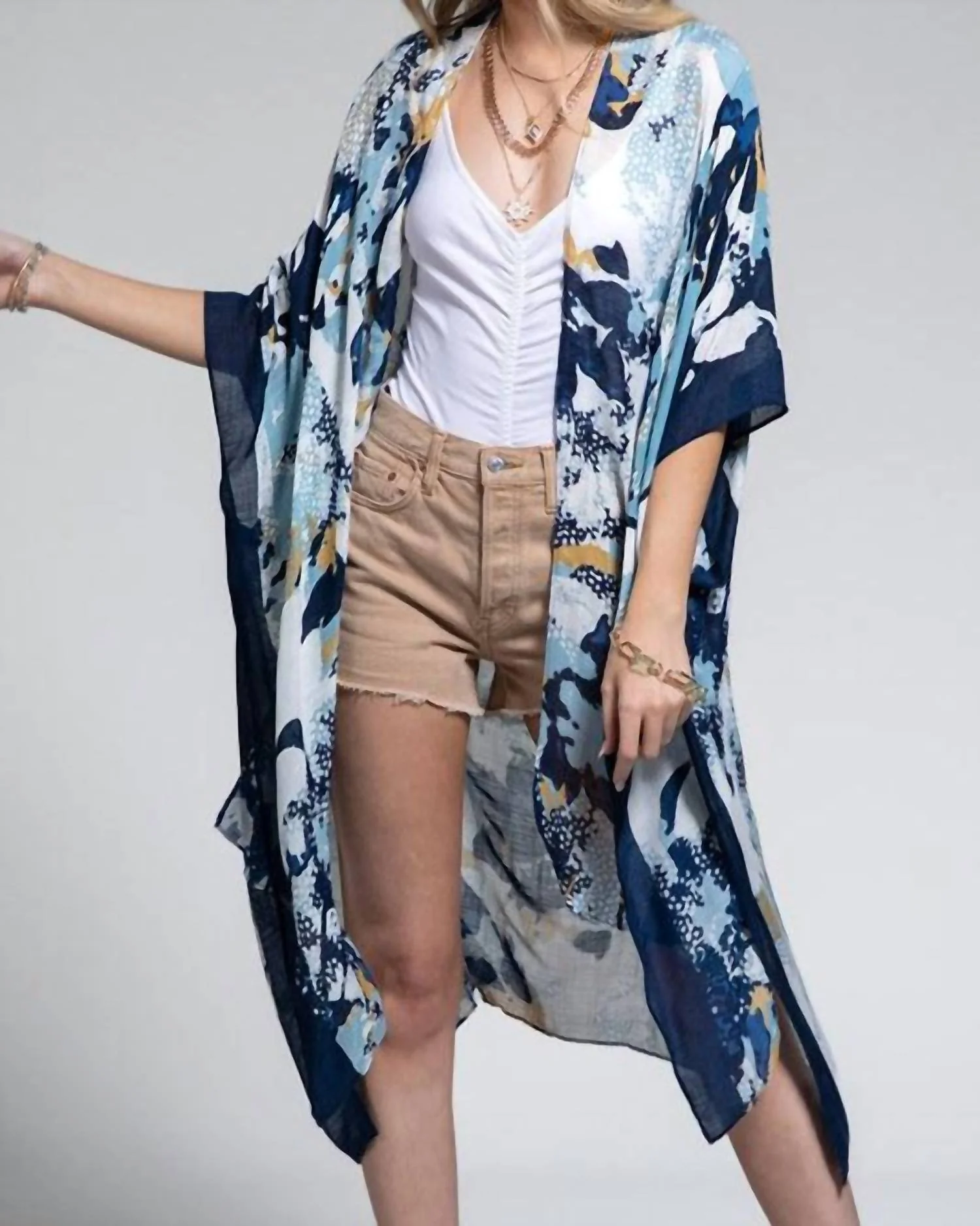 Baby Floral Kimono In Blue Jean