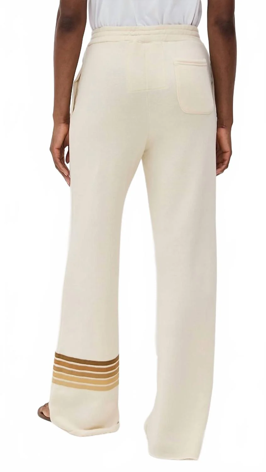 Rugby Stitch Pocket Wide Leg Pants In Vintage White / Brown