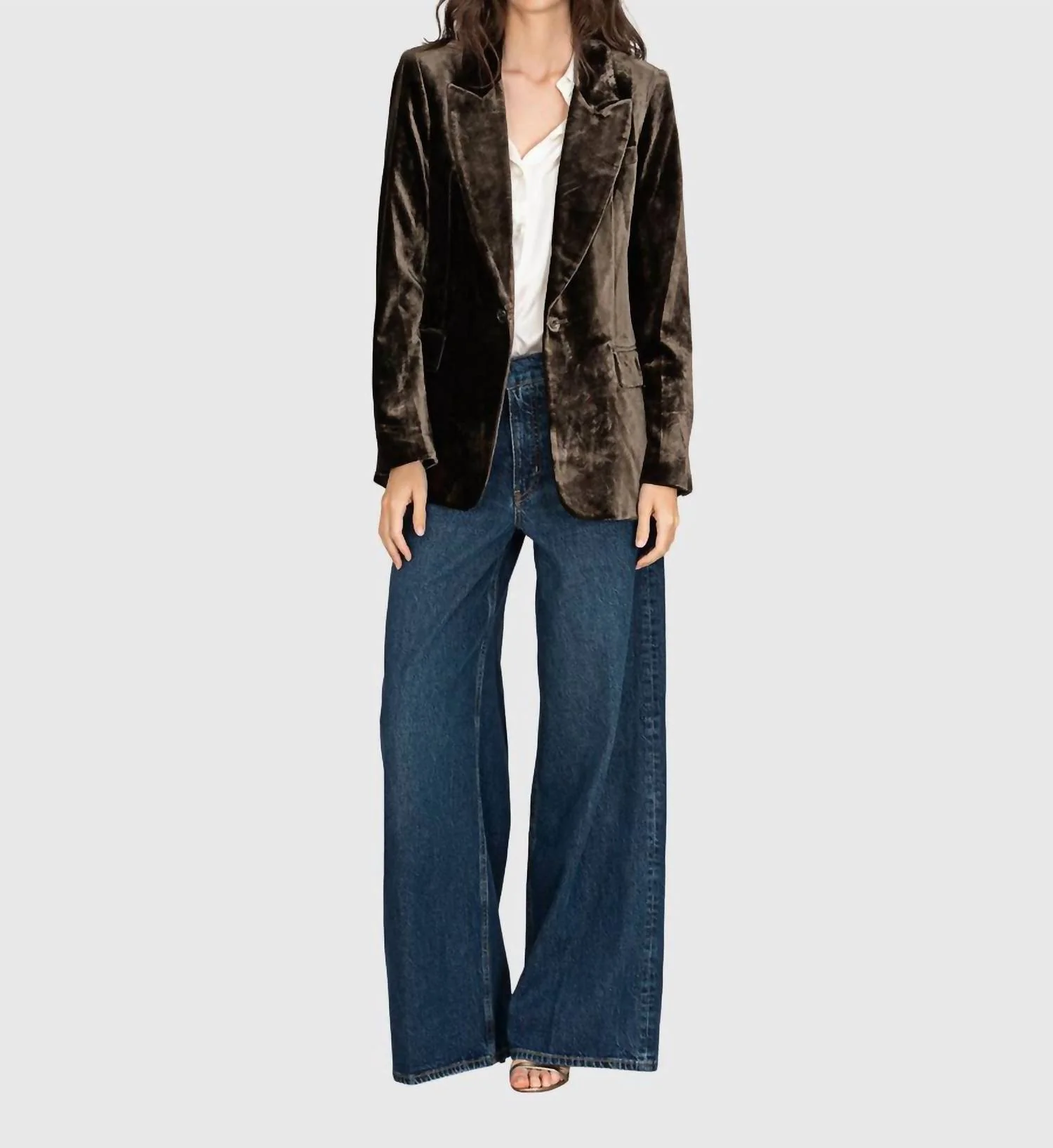 Slim Velvet Blazer In Espresso