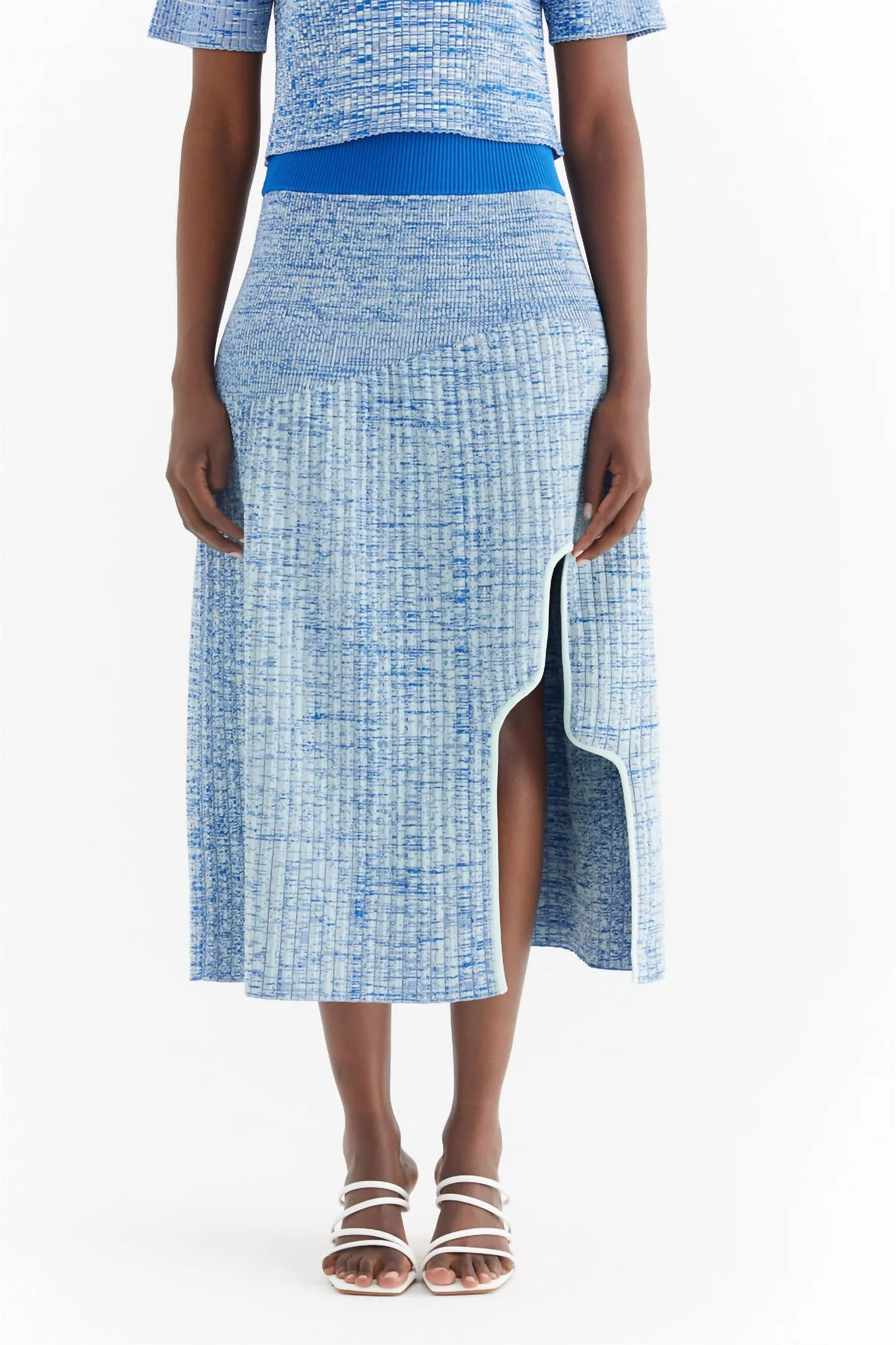 Hiram Pleated Maxi Skirt In Heather Blue