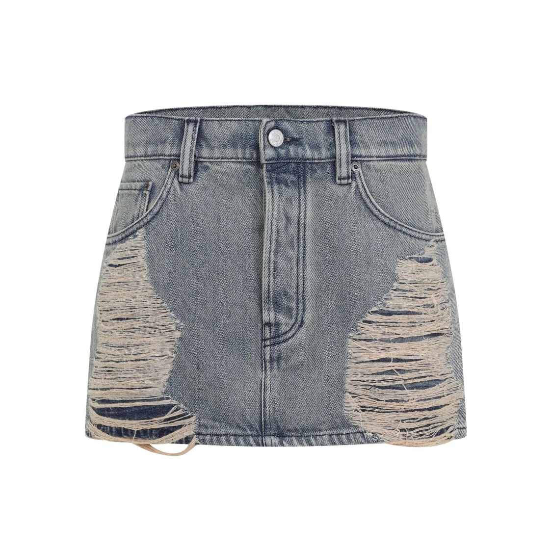 Mid Blue Cotton Denim Mini Skirt