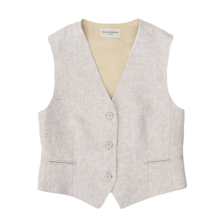 Tailored Beige Waistcoat With Adjustable Fit