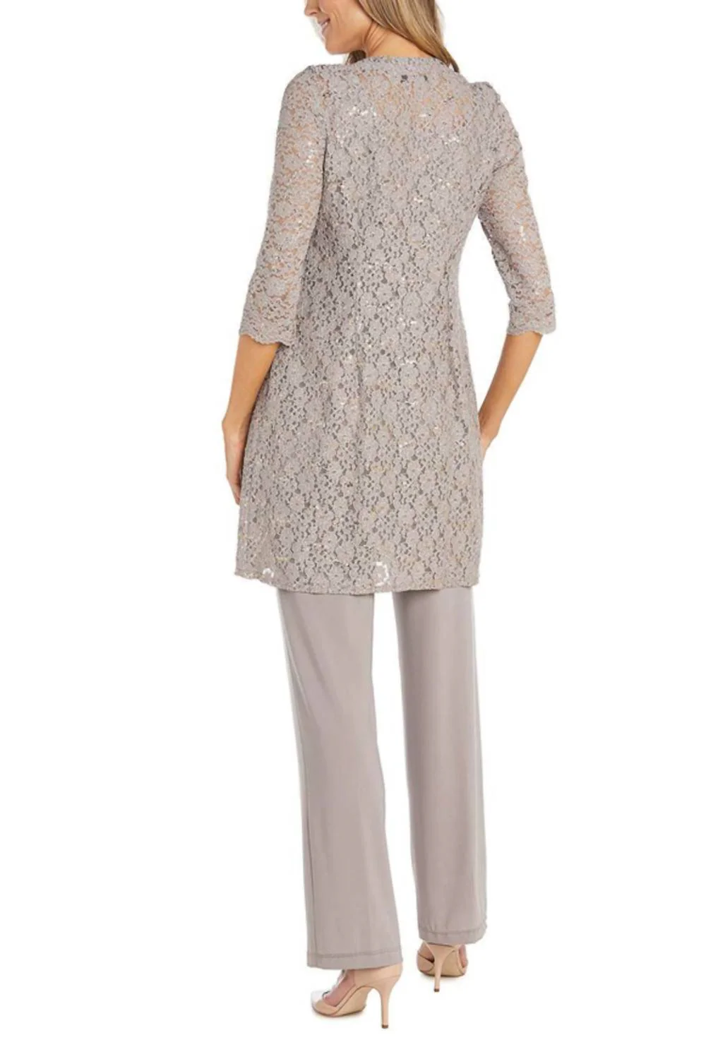 Embellished Dressy 3 Piece Pants Set In Taupe