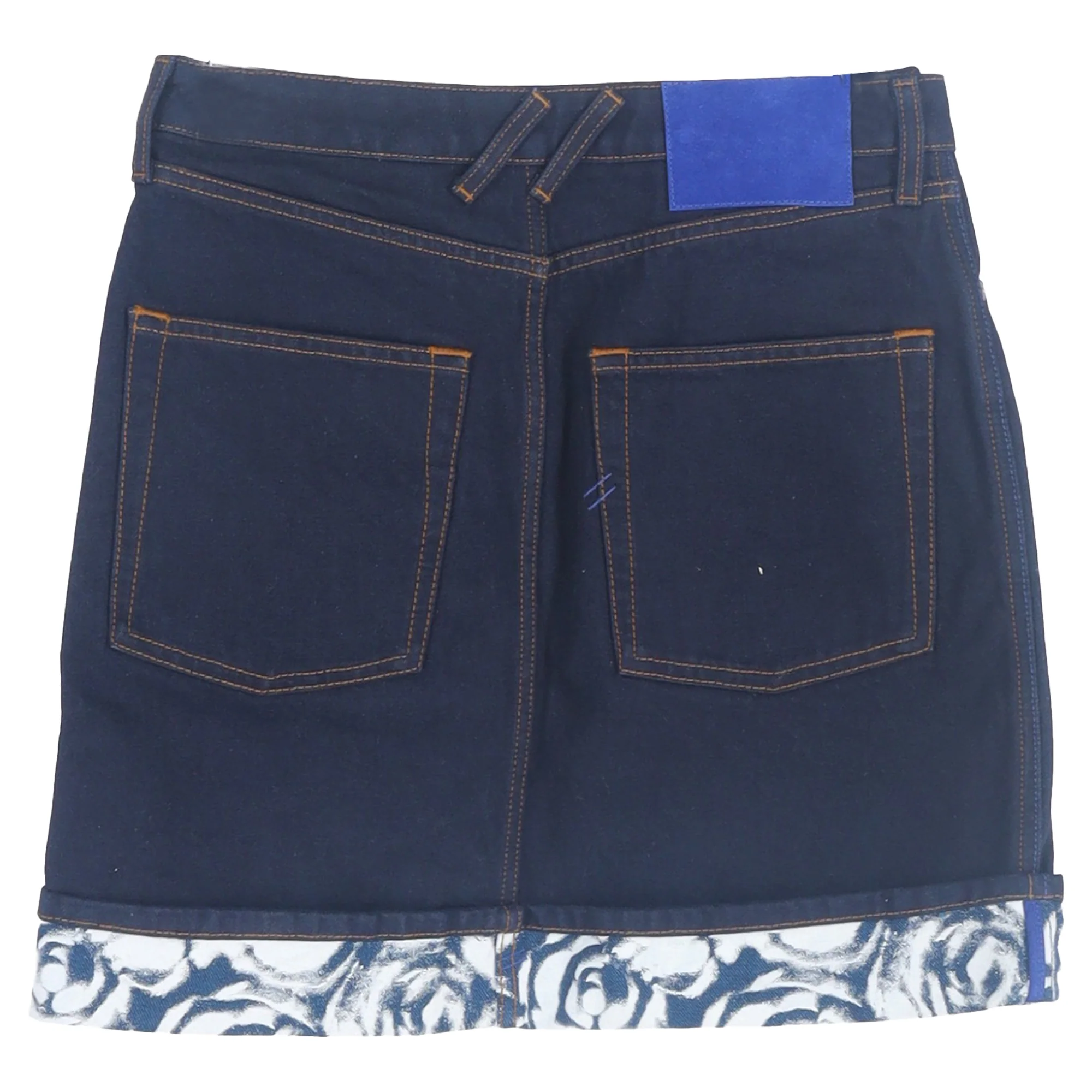 Burberry Printed Hem Mini Skirt in Blue Cotton Denim