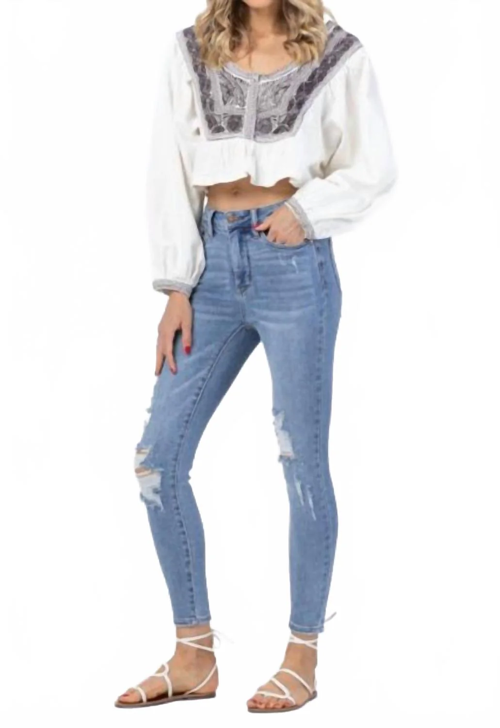 Women's High Waisted Skinny Jeans In Blue