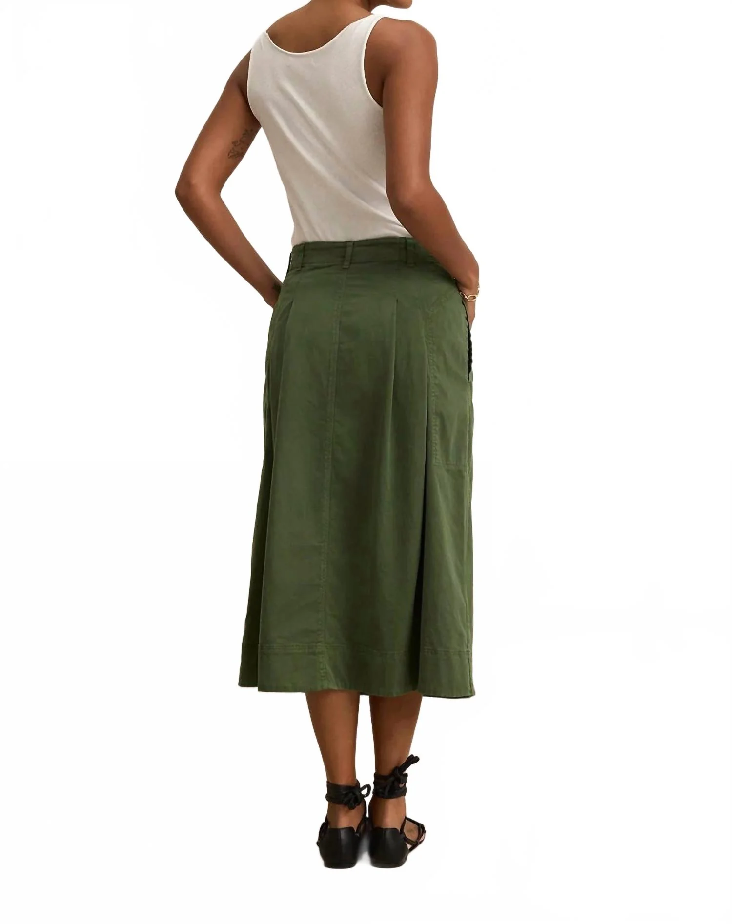 Lilian Midi Skirt In Olive