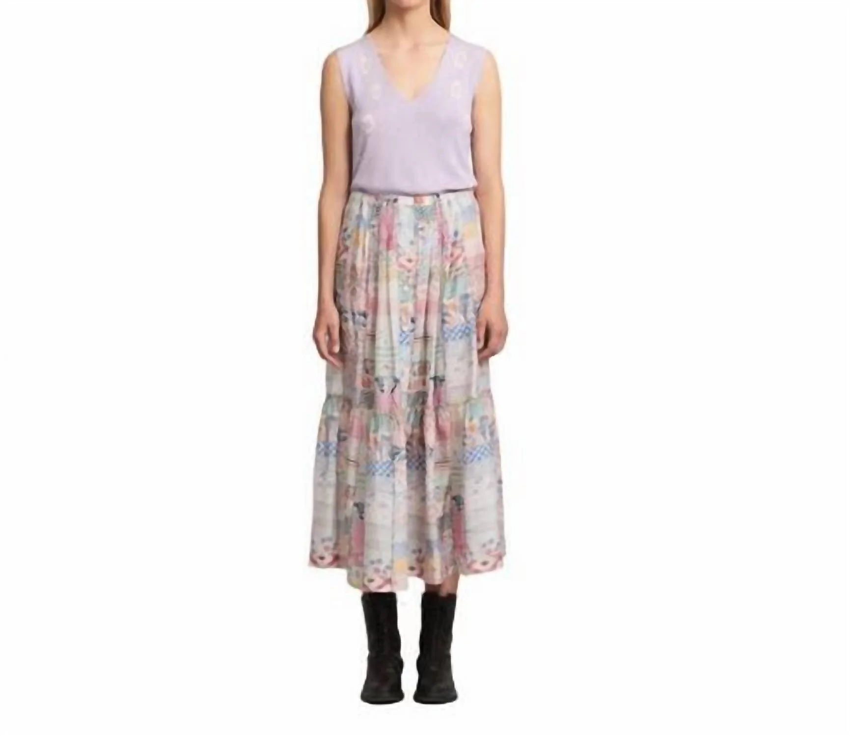 Garden Midi Skirt In Diary Patchwork