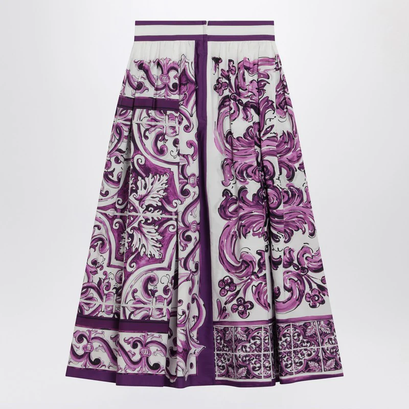 Dolce&Gabbana Maiolica Print Skirt In Poplin