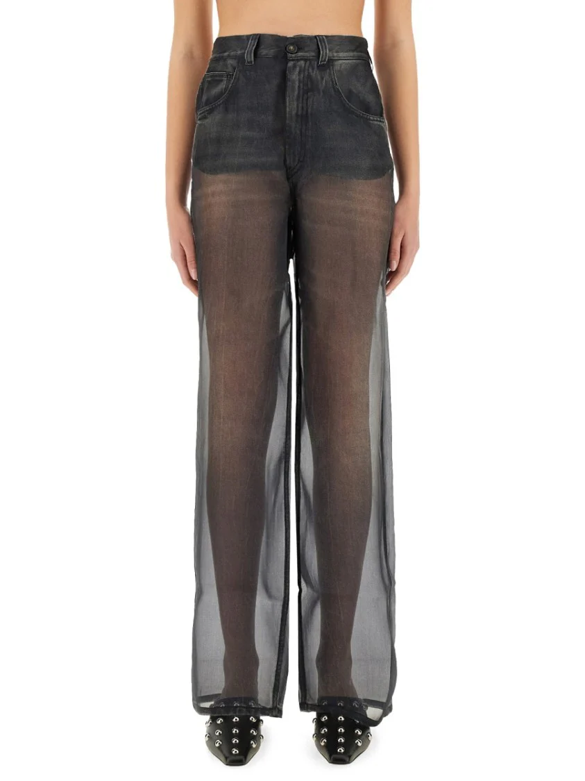 Wide-Fit Black Organza Overlay Pants