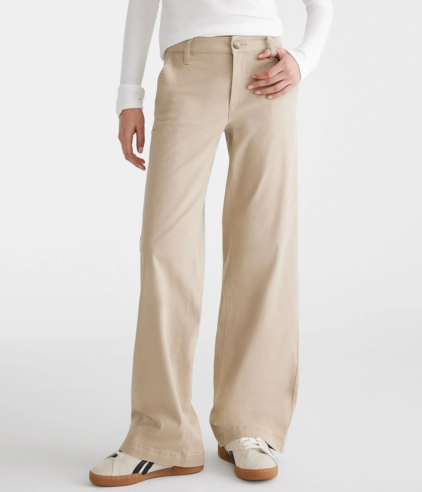 Aeropostale Low-Rise Baggy Wide Leg Uniform Pants