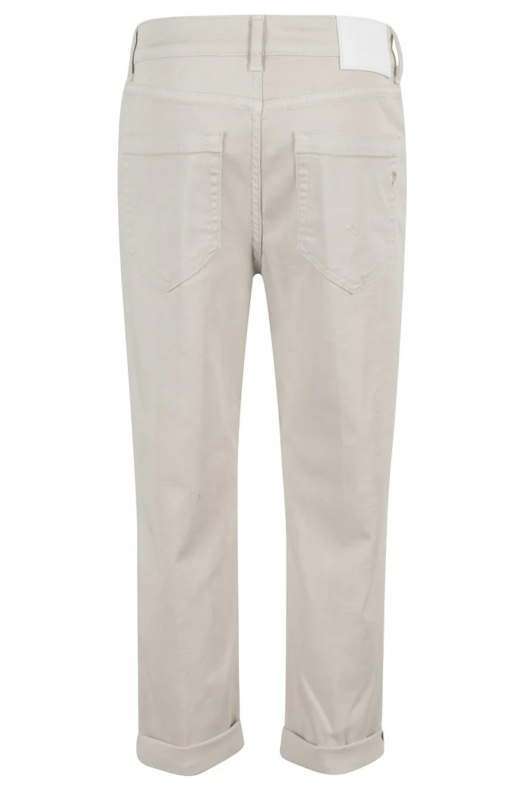 Cropped Jeans With Decorative Jewel Button Closure