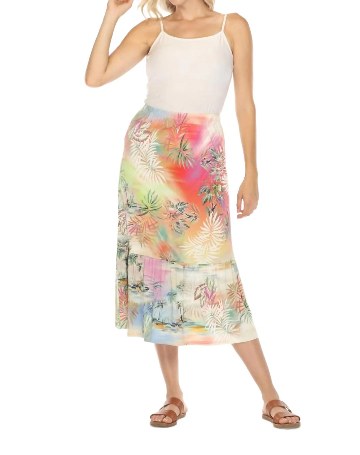 The Janie Favorite Single Tiered Skirt In Raffia Print