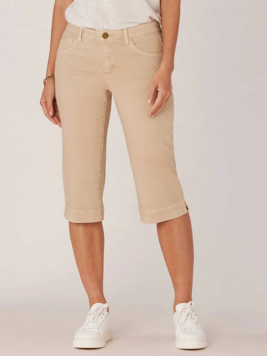 Womens Frey Hem Skimmer Pants In Tan